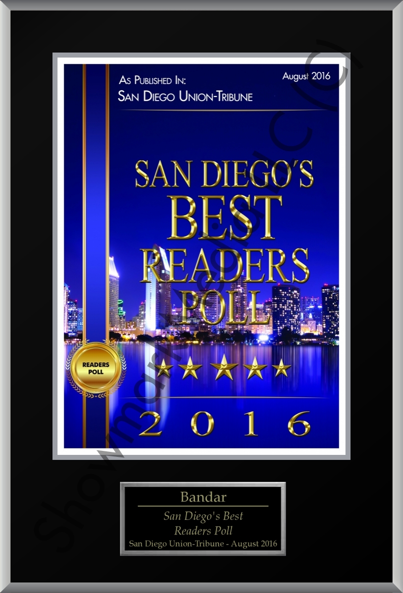 Bandar Recognized in San Diego’s Best Readers Poll 2016!